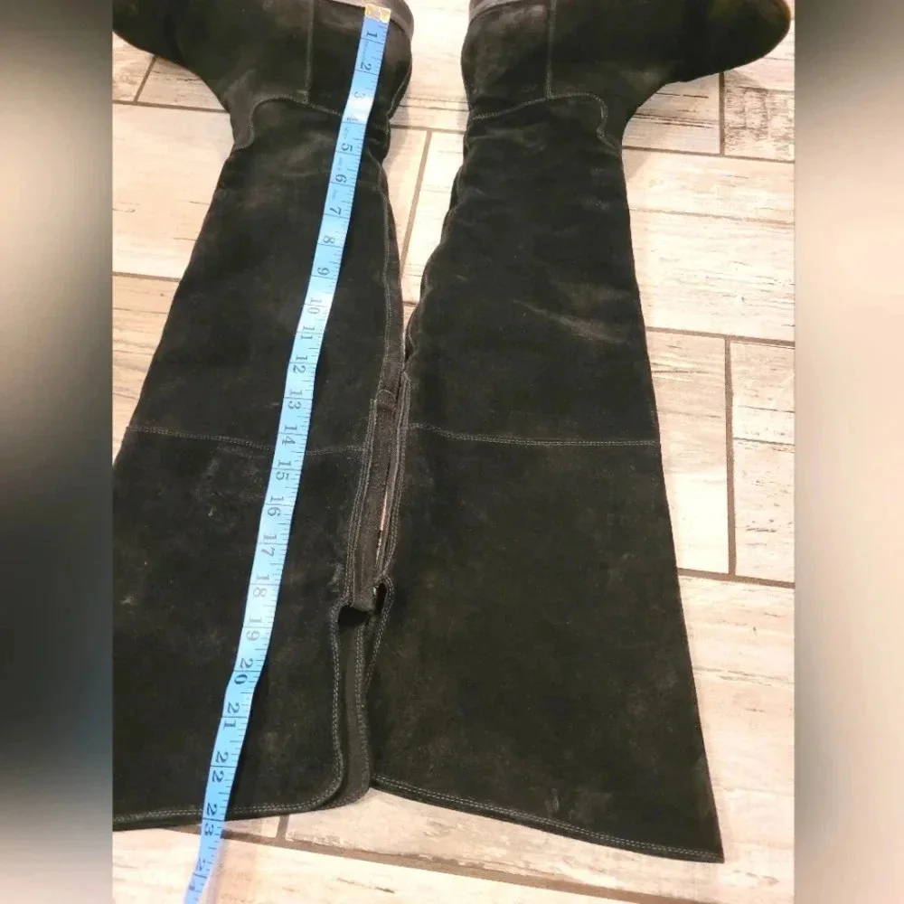 ANNA CORI Crosta Negru black suede over the knee designer luxury boots Wmn's 7.5